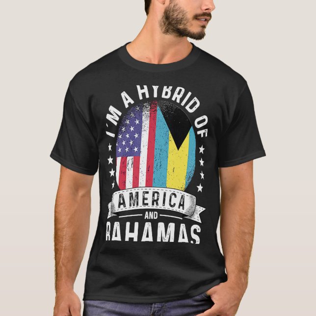 Bahamian American Patriot Grown  Flag Humour T-Shirt (Front)