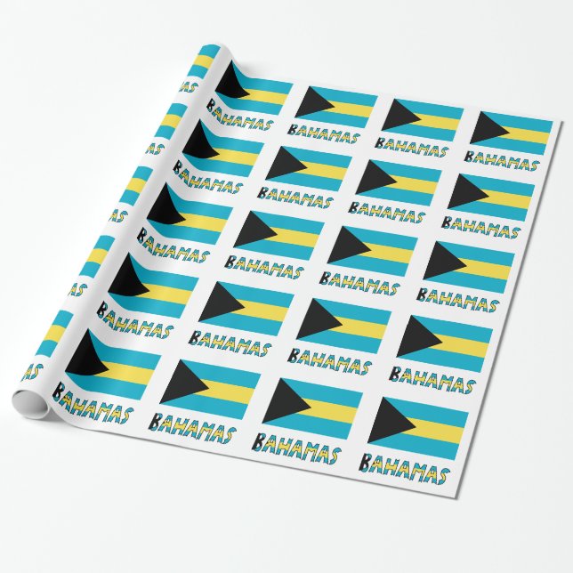 Bahamian Flag and Bahamas All Occasion Gift Wrapping Paper (Unrolled)