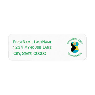 Bahamian Flag Christmas Blonde Angel  Return Address Label