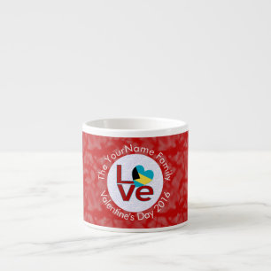 Bahamian Flag Heart LOVE Red Personalised Text  Espresso Cup