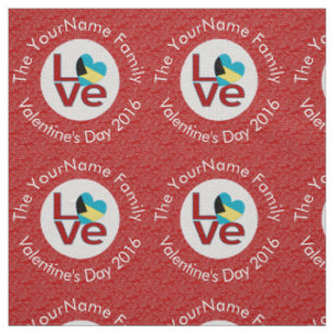 Bahamian Flag Heart LOVE Red Personalised Text Fabric