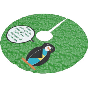 Bahamian Flag Holiday Ms. Penguin Talking Brushed Polyester Tree Skirt
