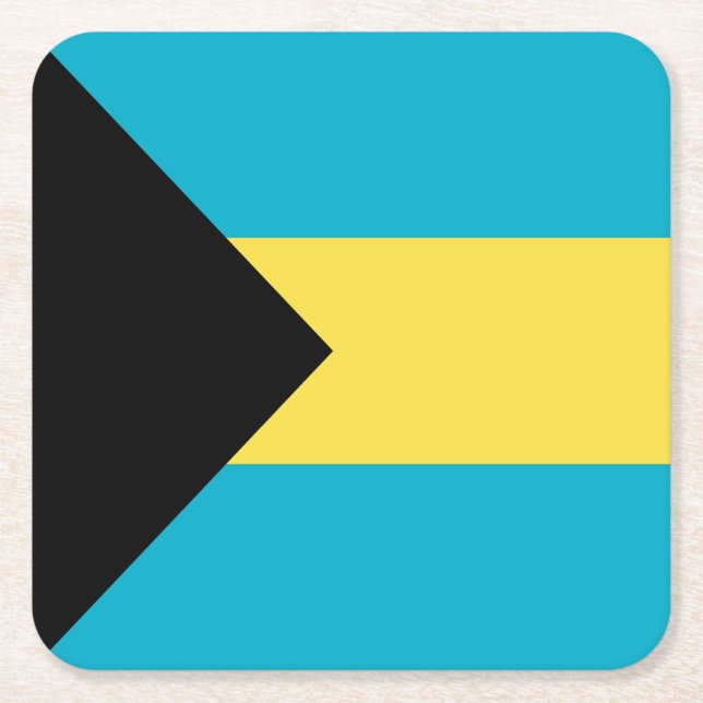 Bahamian Flag Square Paper Coaster (Front)