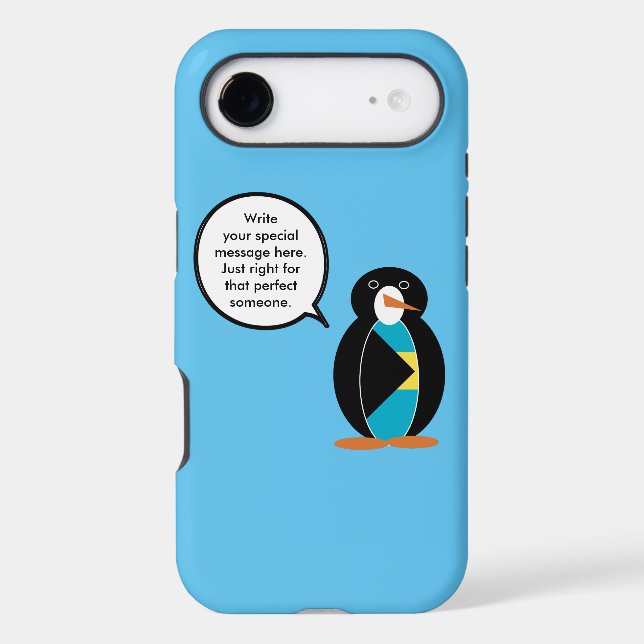 Bahamian Flag Talking Ms. Penguin Personalise Text (Back)