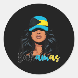 Bahamian Girl Bahamas Flag Proud Bahamian Women Classic Round Sticker