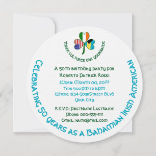 Bahamian Irish American Flag Shamrock Birthday Invitation