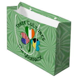 Bahamian Irish American Flag Shamrock Personalised Large Gift Bag