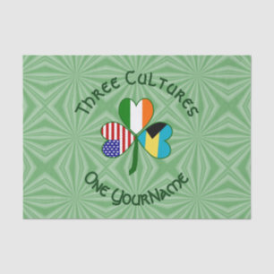 Bahamian Irish American Flag Shamrock Personalised Tissue Paper