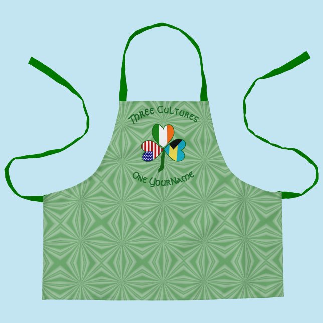 Bahamian Irish American Flags Shamrock Personalise Apron (Creator Uploaded)
