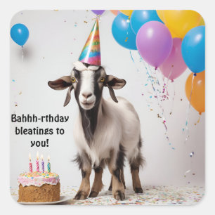 Bahhh-rthday bleatings to you! goat square sticker