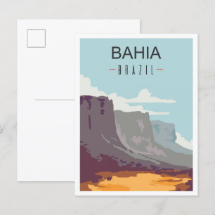 Bahia Brazil Art Vintage Travel Illustration Postcard