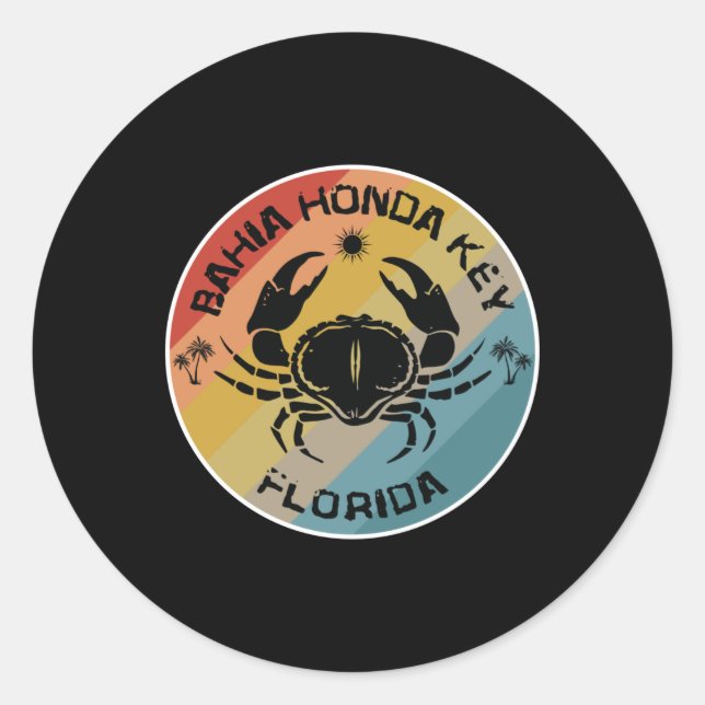 Bahia Honda Key Florida Crab Art Classic Round Sticker (Front)