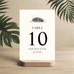 Bahia Minimal Palm Leaf Wedding Table Number<br><div class="desc">These stylish,  simple wedding table number cards feature a hand drawn palm leaf in black over an off white background (colour can be customised,  if desired). Easy to personalise for your wedding or other tropical or beach inspired special occasion.</div>