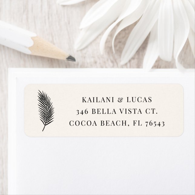 Bahia Simple Minimal Palm Leaf Return Address Label (Insitu)