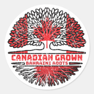Bahrain Bahraini Canadian Canada Tree Roots Flag Classic Round Sticker