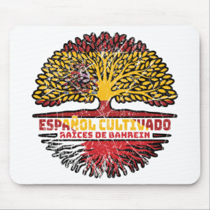 Bahrain Bahraini Spanish Spain Tree Roots Flag Mouse Pad