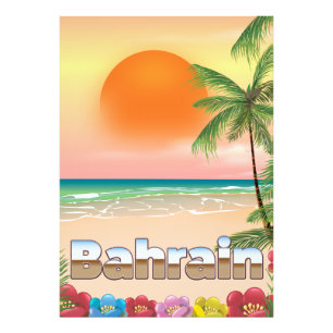 Bahrain beach travel poster