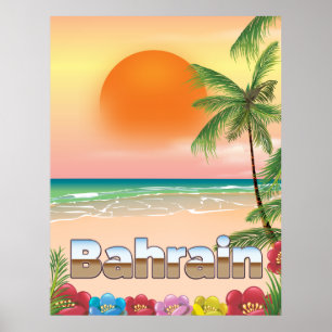 Bahrain beach travel poster