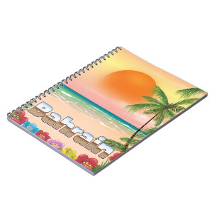 Bahrain beach travel poster notebook