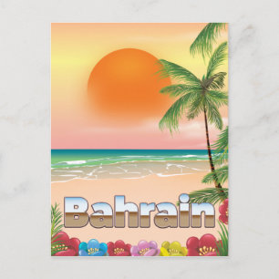 Bahrain beach travel poster postcard