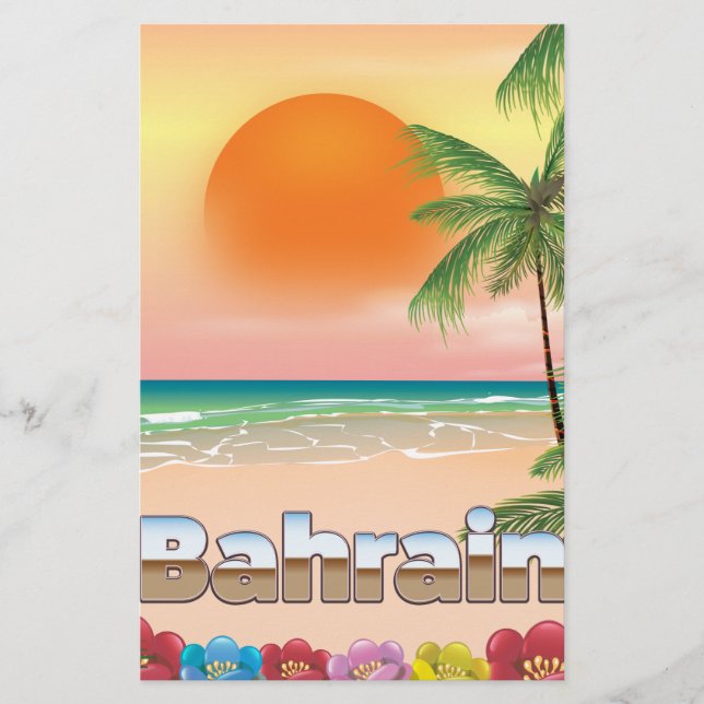 Bahrain beach travel poster stationery (Front)