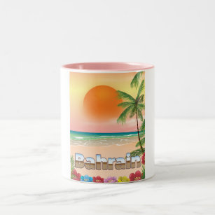 Bahrain beach travel poster Two-Tone coffee mug