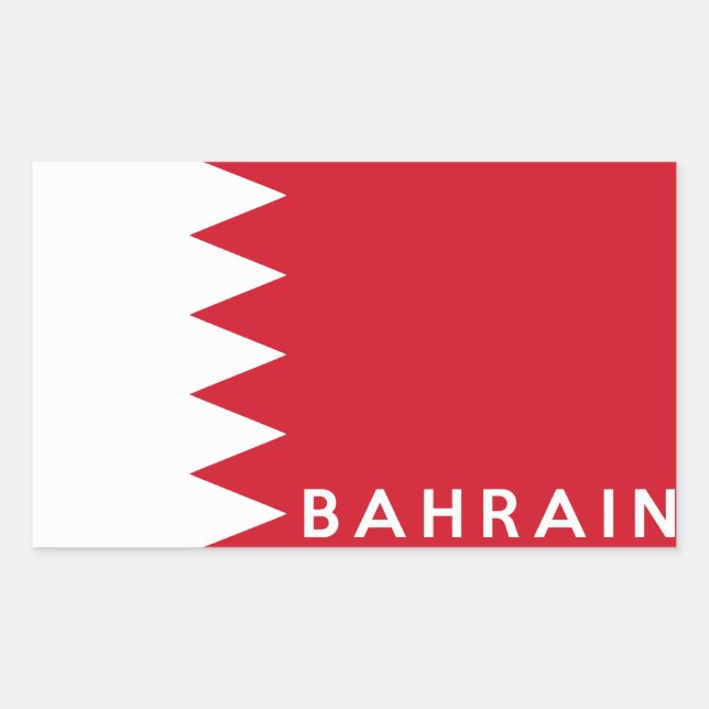 bahrain country flag symbol name text rectangular sticker (Front)