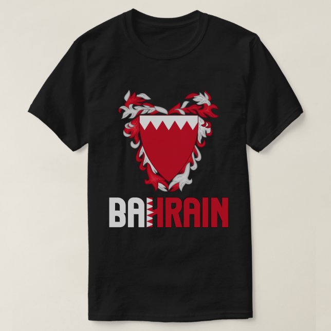 Bahrain Flag and Coat Of Arms Patriotic T-Shirt (Design Front)