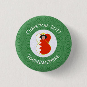 Bahrain Flag Angel Christmas Personalised 3 Cm Round Badge