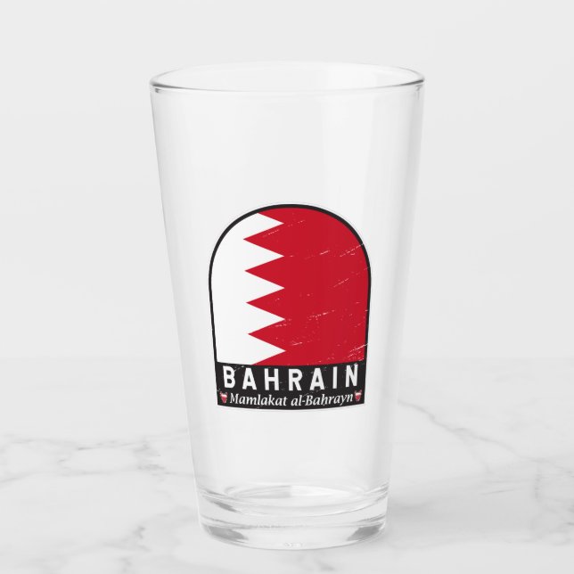 Bahrain Flag Emblem Distressed Vintage Glass (Front)
