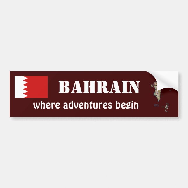 Bahrain Flag + Map Bumper Sticker (Front)