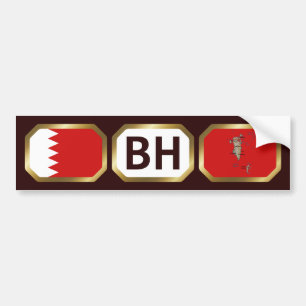 Bahrain Flag Map Code Bumper Sticker