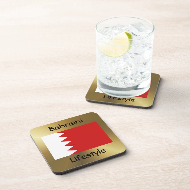 Bahrain Flag+Text Coaster (Right Side)
