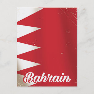 Bahrain flag vintage travel poster postcard