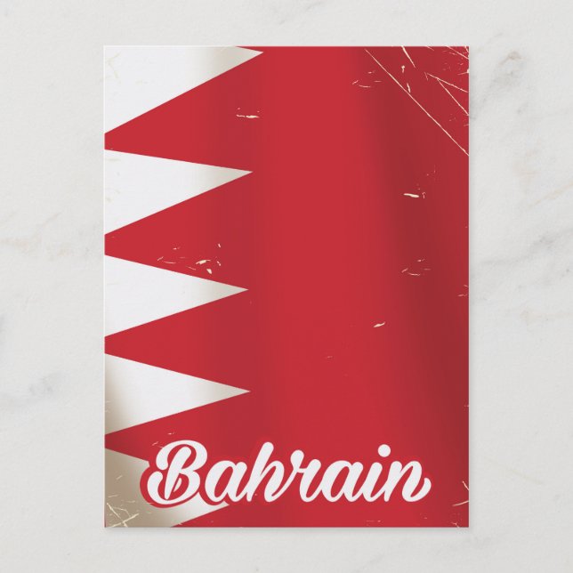 Bahrain flag vintage travel poster postcard (Front)