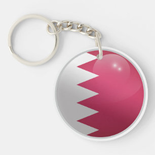 Bahrain Glossy Circle Flag  Key Ring