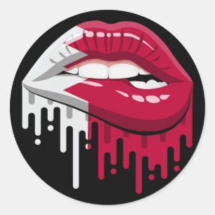 Bahrain lips pride root flag classic round sticker