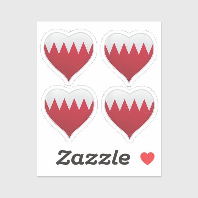 Bahrain love flag pride heart sticker (Sheet)