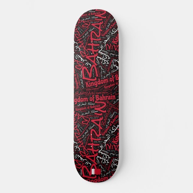 Bahrain National Pride Wordcloud Skateboard (Front)