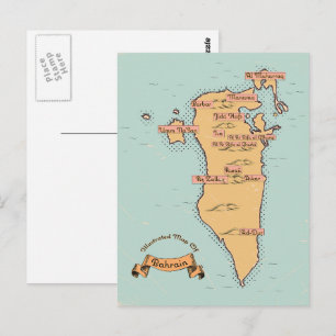 Bahrain Vintage travel map Postcard