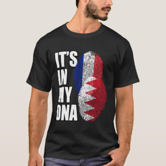 Bahraini And French Mix DNA Flag Heritage T-Shirt