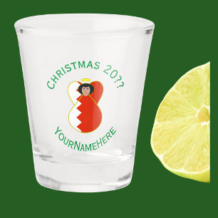 Bahraini Angel Christmas Flag Personalised  Shot Glass