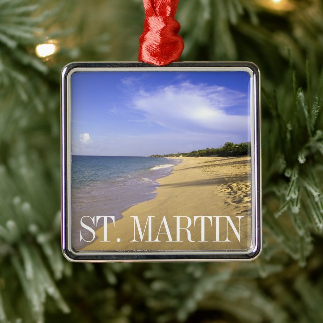 Baie Longue Long Bay Beach, St. Martin Metal Ornament (Tree)