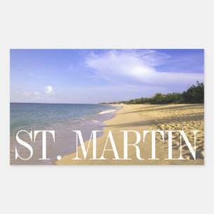 Baie Longue Long Bay Beach, St. Martin Rectangular Sticker