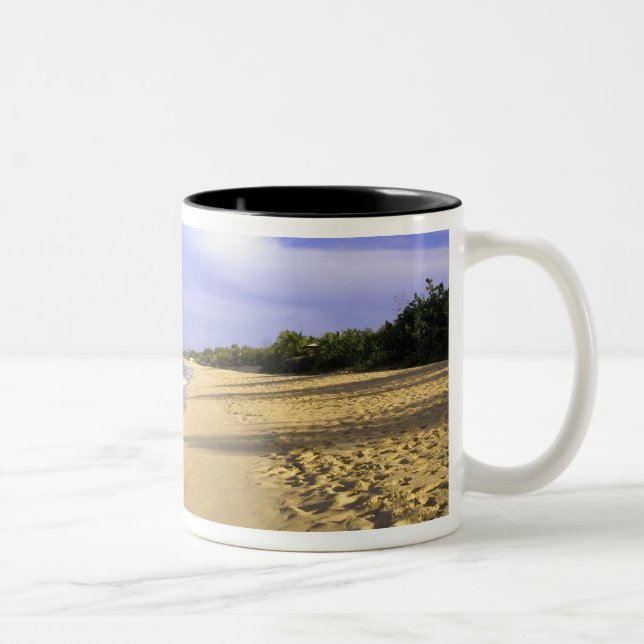 Baie Longue Long Bay beach, St. Martin, Two-Tone Coffee Mug (Right)