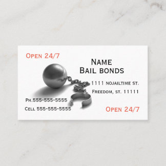 Bail bonds ball and chain business card