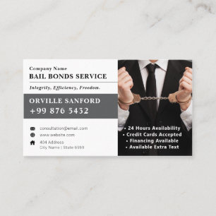 Bail Bonds Service Elegant White Business Card