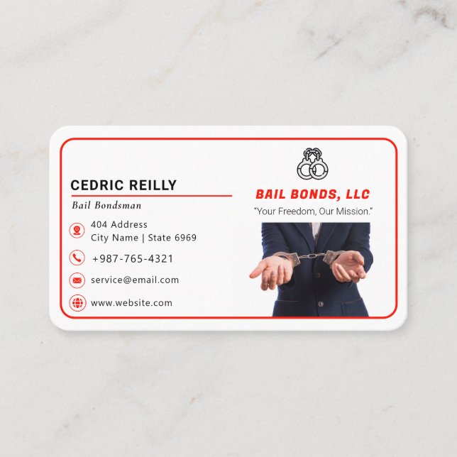 Bail Bonds Service | Red Line Business Card (Front)
