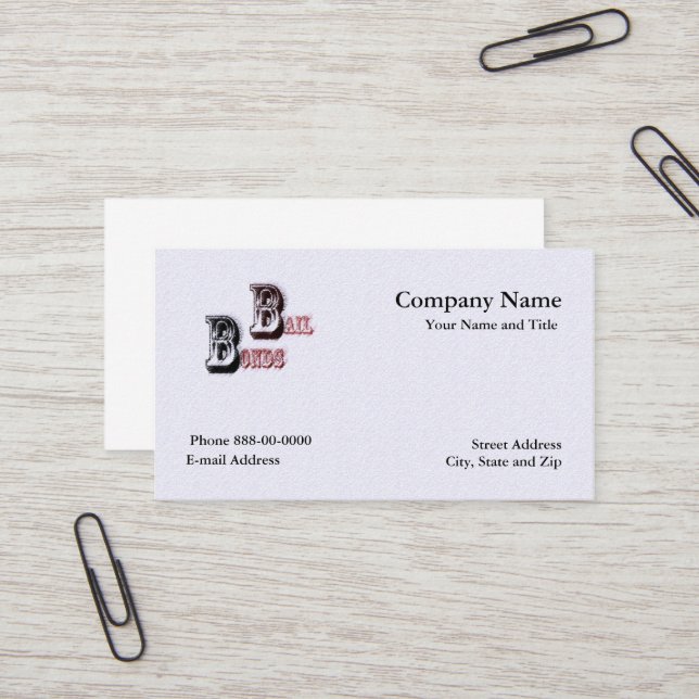 Bail Bondsman Business Card (Front/Back In Situ)