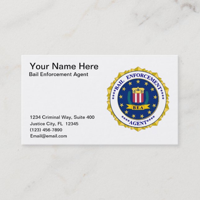 Bail Enforcement Agent Business Card (Front)